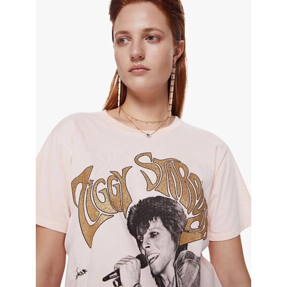 💕BOWIE x MOTHER💕 The Rowdy Glitter Graphic Tee ~ Starman Small XS NWT - Picture 3 of 16